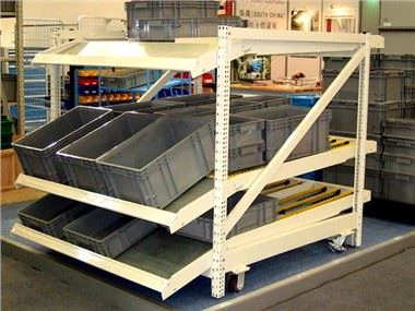 Système de rayonnage à flux continu